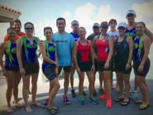 Coach Sandy Overly and the Multisport Lifestyle Fitness Maniacs at open water swim practice